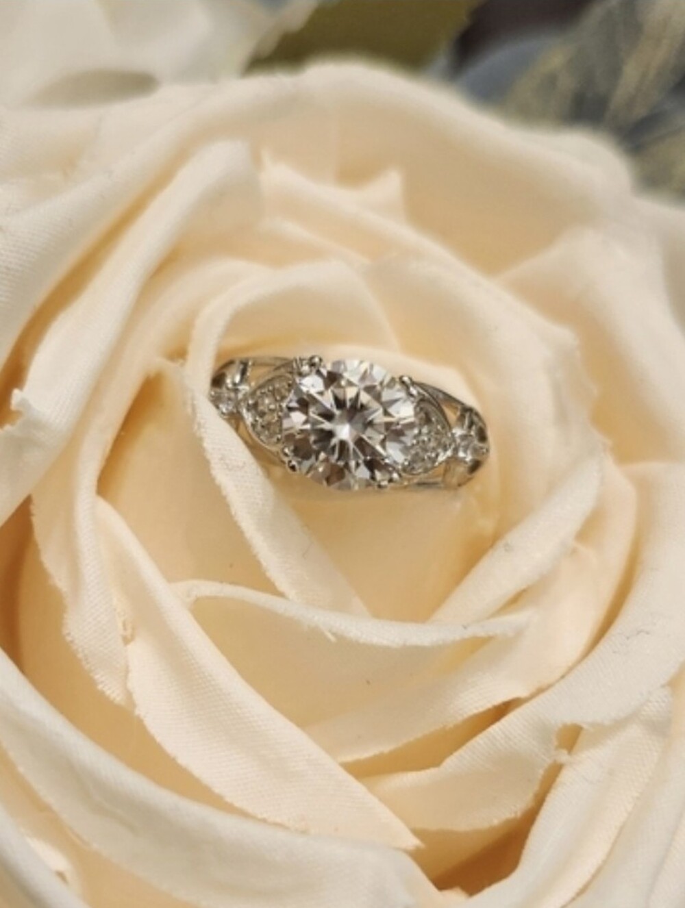 GRA Certified Romantic 2 Carat Moissanite  Diamond Ring in Size 6 US & 9 US .
